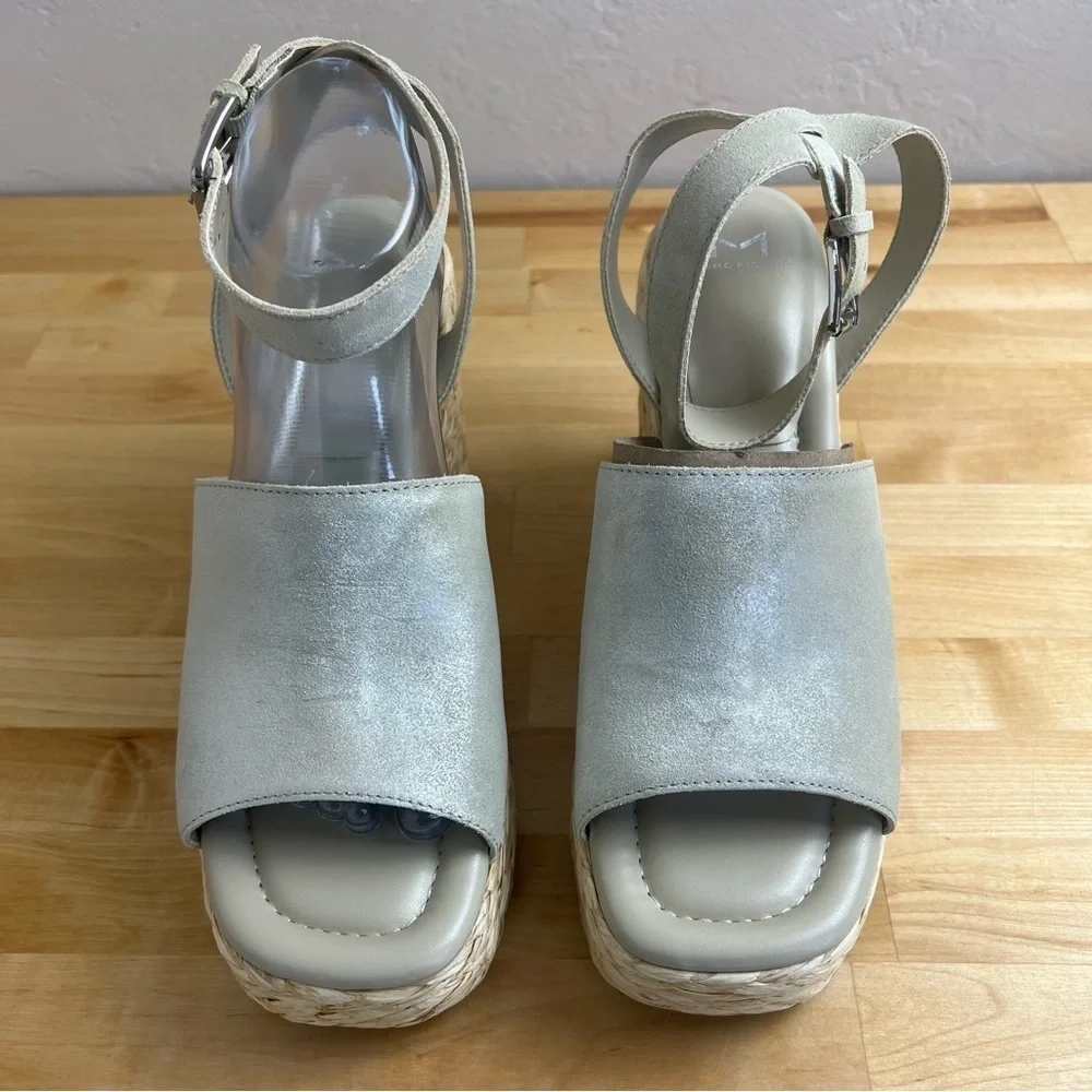 NEW Marc Fisher Nelly Light Natural Platform Wedge Espadrille Sandals Size 9.5
